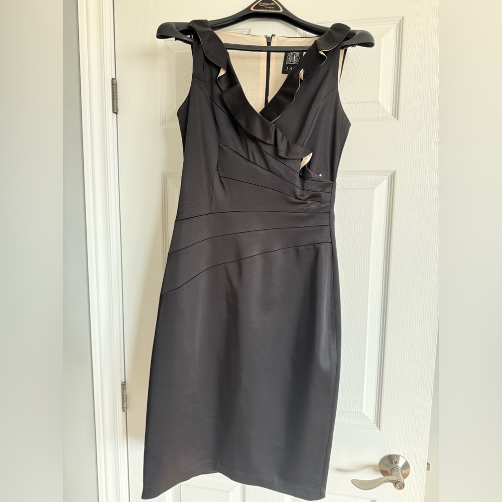 Jax Gray Sheath Midi Dress with Cowl Neck